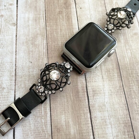 Chic Diamond Leather Bracelet for Apple Watch 9-1 Ultra/2, iWatch 49-38m, (NEW) main image 5